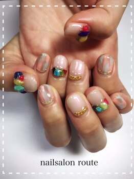 ネイルサロン ルート 二子玉川(nailsalon route)/天然石アート 夏ネイル シェル