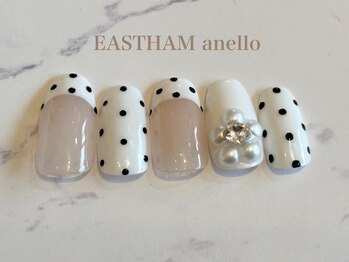 イーストハムアネーロネイル(EAST HAM anello nail)/白フレンチ/ドット/お花/岐阜
