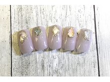 ネイルアンドまつげ リュフェール 五反田(Nail Lufaire)/くすみピンクシェルミラーネイル