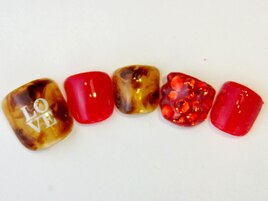 べっ甲×レッド敷き詰め