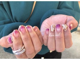 グラデーションにミラーネイル