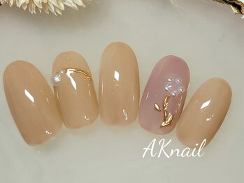 エーケーネイル(AKnail)/シンプル／パールフラワー