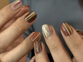 マグネット × ストライプネイル