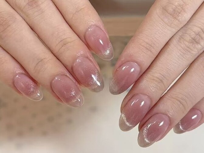 オーダーネイルチップ No.113 べっ甲 爪先キラキラフレンチ