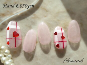 プラスネイル 北千住東口店(PLUS NAIL)/【3237】ハート×チェックネイル