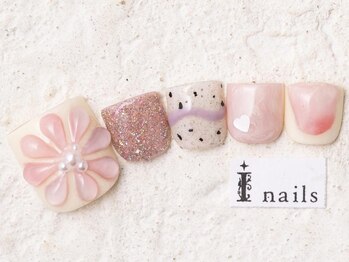 アイネイルズ 新宿店(I nails)/パステルフラワーフット