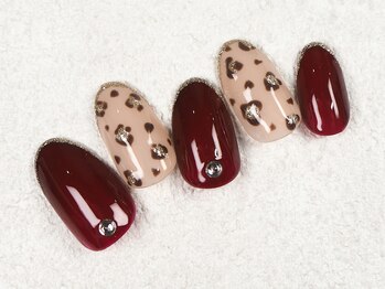 ケージュール(Kjour)/レオパード柄ネイル　ボルドー