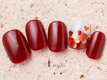 アイネイルズ 町田店(I nails)/ボルドーハートネイル7480円