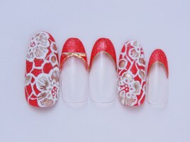 赤フレンチ×フラワー