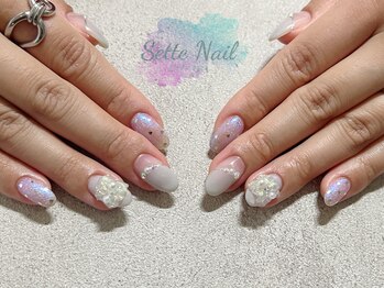 セッテネイル(Sette Nail)/クリアレースのキラフワネイル♪