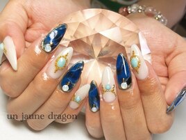 ブルー☆大理石ネイル