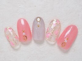 ピンク クリア シェルネイル