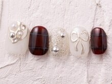 ネイルメゾン 渋谷店(NAIL MAISON)/メタルリボンボルドー冬￥9000