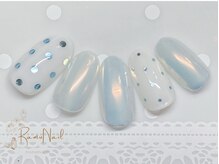 ラムネイル 元町(RamuNail)/ホログラムの水玉ネイル