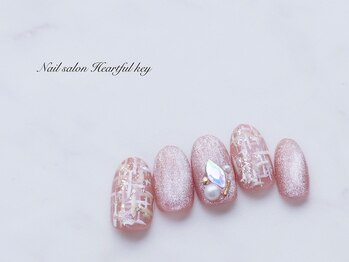ネイルサロン ハートフルキー(Heartful key)/ツイードネイル¥10500