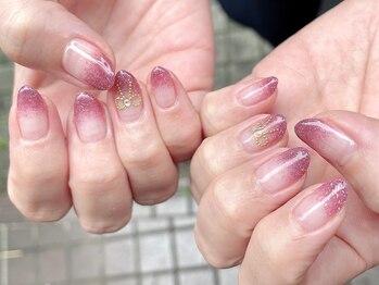 カノアネイルプレイス(KANOA nail place)/ラメグラデーション×リボン
