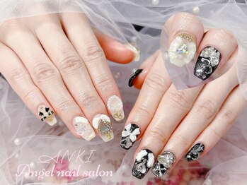 エンジェルネイルサロン(Angel nail salon)/白黒ウィッシュコアデザイン