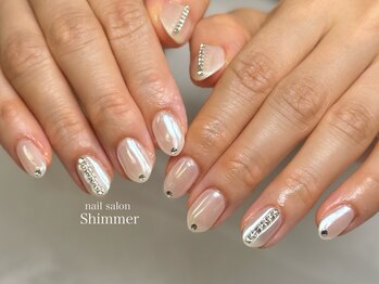 シマー(Shimmer)/ホワイトミラーブライダルネイル