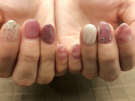 オーロラぷっくりネイル