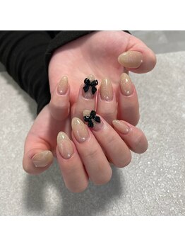 ロクサンサン(633)/リボン×ラメベージュ