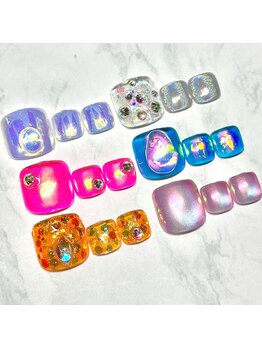 ネイルモンスター(NAIL MONSTER)/うるうるオーロラネイルデザイン