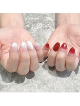 ヒールネイル(heal nail)/アシメ red×white