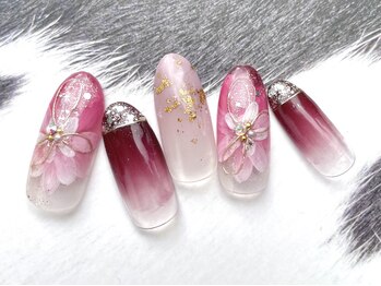 ネイル サロン ターラ 吉祥寺(nail salon Tara)/手描きニュアンスフラワー