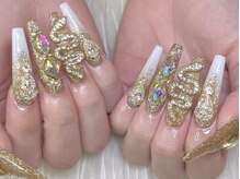 エムネイル(M-Nail)/★ゴールド×ホワイトネイル★