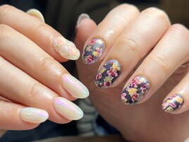 オーロラ×フラワーネイル