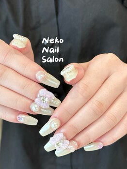 ネコ(Neko)/オーロラ&乳白&リボン