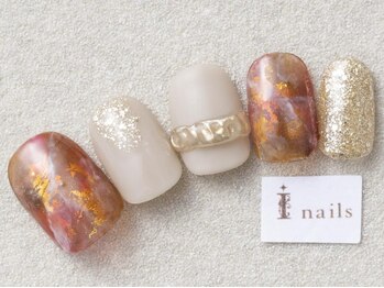アイネイルズ 三宮店(I nails)/もやもや箔ネイル￥8000