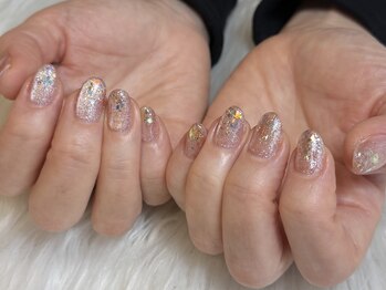 春マグネットネイルにホログラム