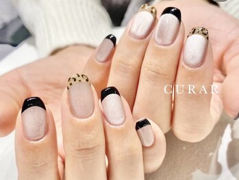アイラッシュアンドネイル専門店 クラル(CURAR)/ヒョウ柄フレンチネイル