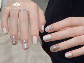 冬ネイル/クリスマス/ツイード