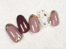 ケージュール(Kjour)/くすみパープル　ビジューネイル