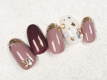 ケージュール(Kjour)/くすみパープル　ビジューネイル