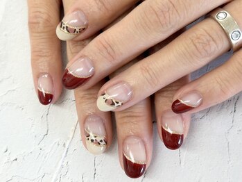 ディーネイル 池袋(D-nail)/【森】ボルドー×レオパード