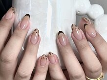 椿楽堂 新宿店/ワンホンフレンチヒョウ柄ネイル