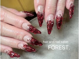 赤グリッターグラデーション