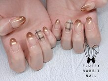 チェック柄 ミラーネイル