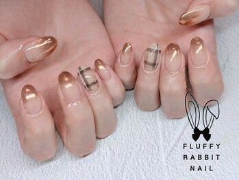 チェック柄 ミラーネイル