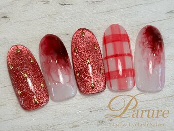 定額Bコース　チェック　赤