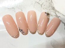 ラリュールネイル(L'Allure nail)/シンプルラメフレンチ￥8200