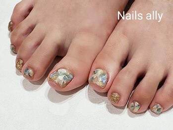 ネイルズアリー 立川店(Nails ally)/ニュアンス×シェル×フット×春