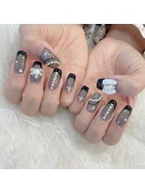 グラマラス アンジェアイ 荻窪店(glamourous ange eye)/黒フレンチネイル