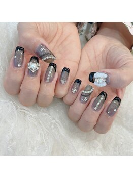 グラマラス アンジェアイ 荻窪店(glamourous ange eye)/黒フレンチネイル