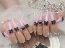 ベルグローアルファネイル(BELLE GROW ALPHA NAIL)/黒リボンネイル