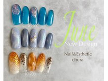 ネイルアンドエステティックサロン チュラ 刈谷店(chura)の雰囲気（6月NEW定額デザイン☆全18種類、色替・配置替えOK♪）