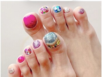 ブルー(BLUE)/FOOT ビジュー