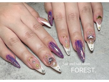 フォレスト(FOREST Hair&Nail)/縦ガラスネイル